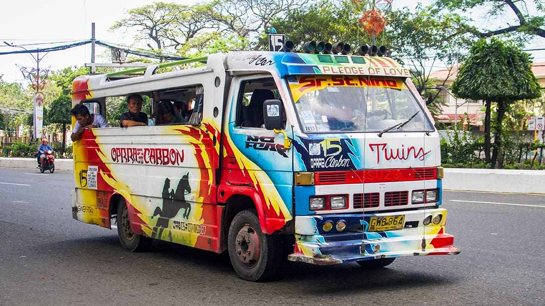 Colorful jeepney on the street in Cebu City, Philippines